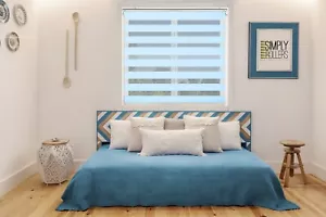 Click-IT Day & Night Zebra Vision Roller Blind - Blue - Various Sizes - Picture 1 of 18