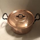 Baumalu VTG France Copper  Stock Pot And Lid Cast Iron Double Handles Preowned