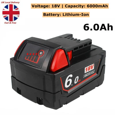18V 6.0Ah Li-ion Battery for Milwaukee M18 48-11-1828 48-11-1850 48-11-1860 1852