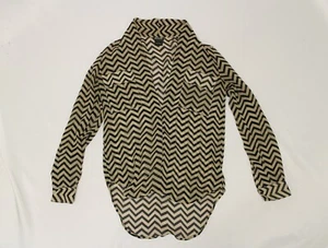 Alloy Tan & Black Chevron Blouse Size S - Picture 1 of 7