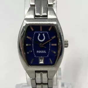 Fossil Indianapolis Colts Watch NFL Women 21mm Silver Tone Date New Battery - Picture 1 of 20
