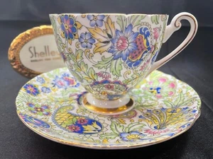 TAZA Y PLATILLO SHELLEY BAILEY'S PAISLEY CHINTZ FORMA RIPON - ADORNO DORADO #2488 - Imagen 1 de 8