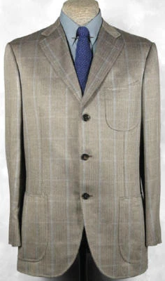 PLUSH_NWT_$2570 ISAIA HANDMADE_CASHMERE_FEEL_BAMBOO_CHAMPANG & BLAK 39-40R 12622 - Image 1 of 4