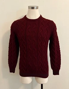 Luca Larenza 100% Wolle Zopfmuster Pullover Burgund (Größe: 50) - Bild 1 von 4
