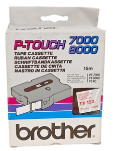 Original Brother TX-152 P-Touch 7000 8000 Rojo Cinta Transparente Cassette 15M Nuevo Sellado - Imagen 1 de 3