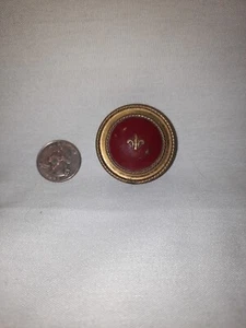Vintage Louis Philippe Compact Makeup Mirror Gold Color w/ Red 1.5" Nice Marked - Picture 1 of 9