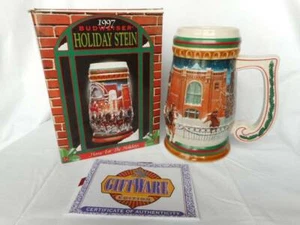 1997 BUDWEISER Beer "Home for the holidays" Clydesdales Stein Mug ~COA - Picture 1 of 7
