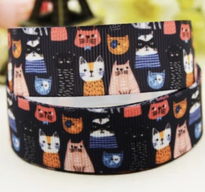 Cat Print Grosgrain Ribbon 25mm - 2 Metres, Australian Seller - Picture 1 of 1