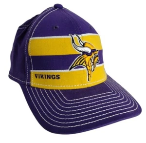 REEBOK Vikings OnField Ball Cap Hat L/XL Purple Yellow Stripe Large Viking Logo - Picture 1 of 10