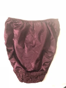 Vintage Wine Shiny Satin Hi Cut Bikini Smooth Size M/6 Gloss Panties - Picture 1 of 5