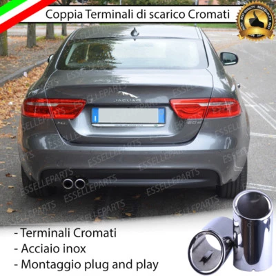 COPPIA TERMINALI DI SCARICO PER MARMITTA FINALINO CROMATO INOX JAGUAR XE X E - Immagine 1 di 4