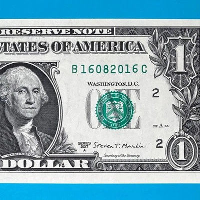 16 August 2016 (B 16082016 C) BIRTHDAY Note $1 One Dollar Bill *UNC* - Image 1 of 4