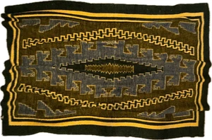 Manta polar reversible vintage Navajo Yei patrón de escalones tribales tapiz raro - Imagen 1 de 8