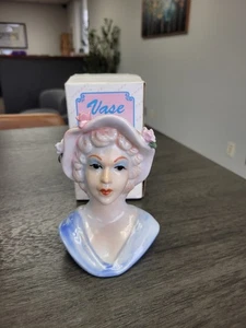 Vintage 5.25” Porcelain Lady Head Vase / Brush Holder In Original Box #1020001 - Picture 1 of 24
