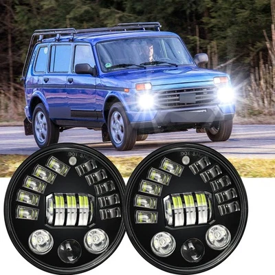 Par de faros LED redondos de 7 pulgadas aptos para Lada 4x4 urbano Niva Foto 1 de 4