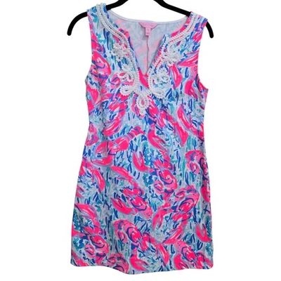 Lilly Pulitzer Harper Shift Cosmic Coral Cracked Up Lobster Roll Size XS Preppy - Image 1 of 4