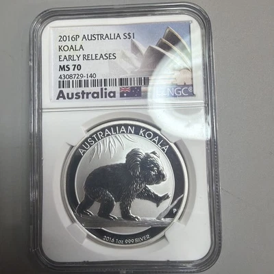 Australia 2016 plata $1 Koala lanzamientos tempranos clasificación NGC como nuevo 70 Foto 1 de 2