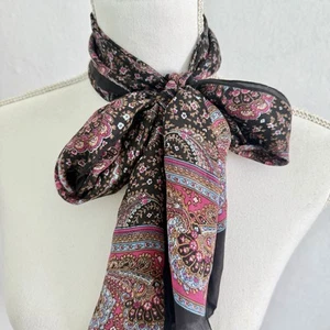 SPECIALTY HOUSE Scarf 100% Silk Multicolor Paisley Print Pink 11” x 58” - Picture 1 of 9