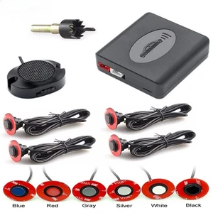 4 Sensors Car Backup Radar Parking Sensor Buzzer Detector Assistance Flat Probe - Picture 1 of 29