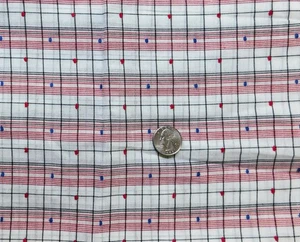 M905 Stoff Baumwolle Batist durchsichtig Clip Punkte rot weiß kariert (2) Stück 27" x 31" - Bild 1 von 2