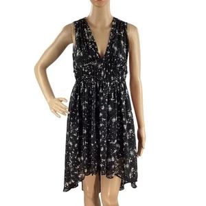 H&M Sleeveless Black Star Print High-Low Mini Dress Size 2 - Picture 1 of 7