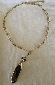 Robert Lee Morris SOHO Green Glass Drop Pendant Pierced Goldtone Necklace Fr Sh - Picture 1 of 11