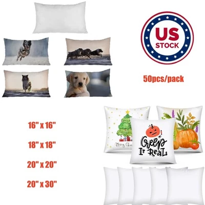 Funda de almohada blanca de sublimación en blanco de 50 piezas hágalo usted mismo impresa cama sofá coche funda de cojín Foto 1 de 4