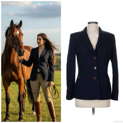 Blazer de Lana Escada Talla EU 38 / US 8 Azul Marino Marrón Botones Foto 1 de 4