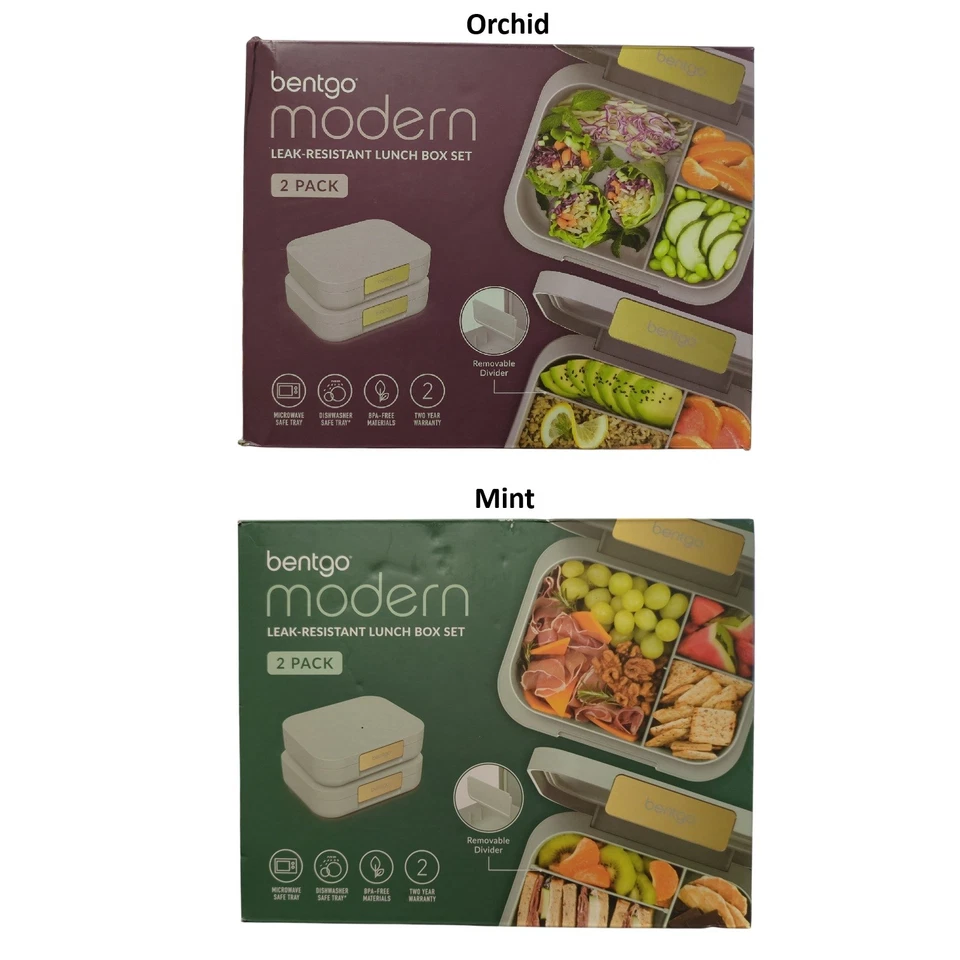 Bentgo без бисфенола А и безопасный для микроволновой печи современный герметичный ланч-бокс-сет упаковка 2 шт. - Изображение 1 из 1