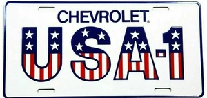 Placa de matrícula Patriotic Chevrolet USA-1 aluminio en relieve - Imagen 1 de 1