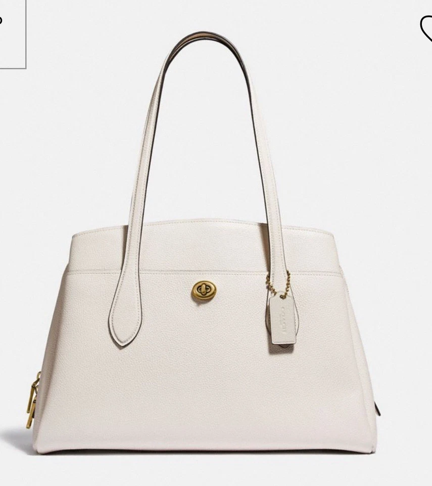 Coach Pebble Leather Lora Carryall Chalk/brass Chalk 88340 Ship