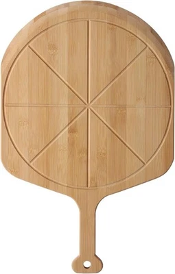 "Cáscara de pizza de bambú de 12"" - Paleta de pizza de madera lisa ligera y corte de pizza" Foto 1 de 4