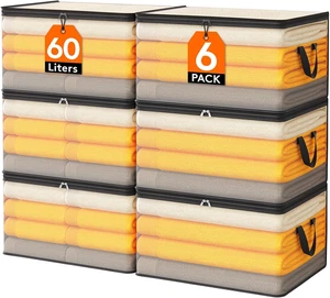 6 Pezzi Scatole per Armadio Trasparente 60L, Organizzatore Armadio Pieghevole Co - Foto 1 di 12