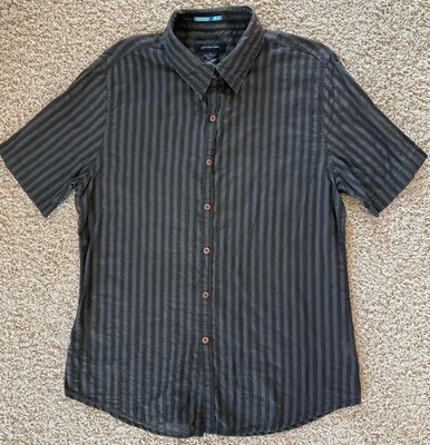 Men’s Calvin Klein Black Striped Short Sleeve Button Down Shirt Size M - Image 1 of 4