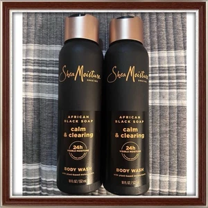 2X Shea Moisture African Black Soap Calm & Clearing Body Wash Aloe + Vit E 18oz - Picture 1 of 2