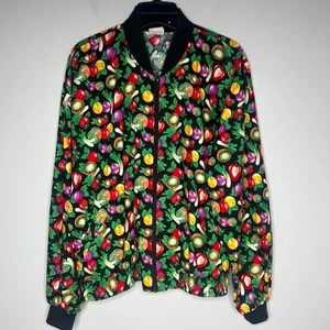 Vintage All Over Veggie Print Bomberjacke Damen L Taschen Baumwolle Made in USA - Bild 1 von 13