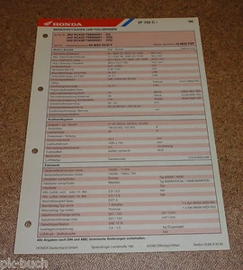 Inspektionsblatt Honda VF 750C Año 1996 - Imagen 1 de 1