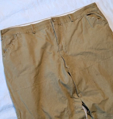 Vintage 60s Men's Heavy Canvas Tan Wide Leg Fit Hunting Pants Talon Zipper 44 - Image 1 of 4