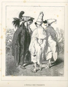 Gavarni, Paul - "L`Ècole des Pierrots" de "Masques et Visages" litografía 1853 - Imagen 1 de 1