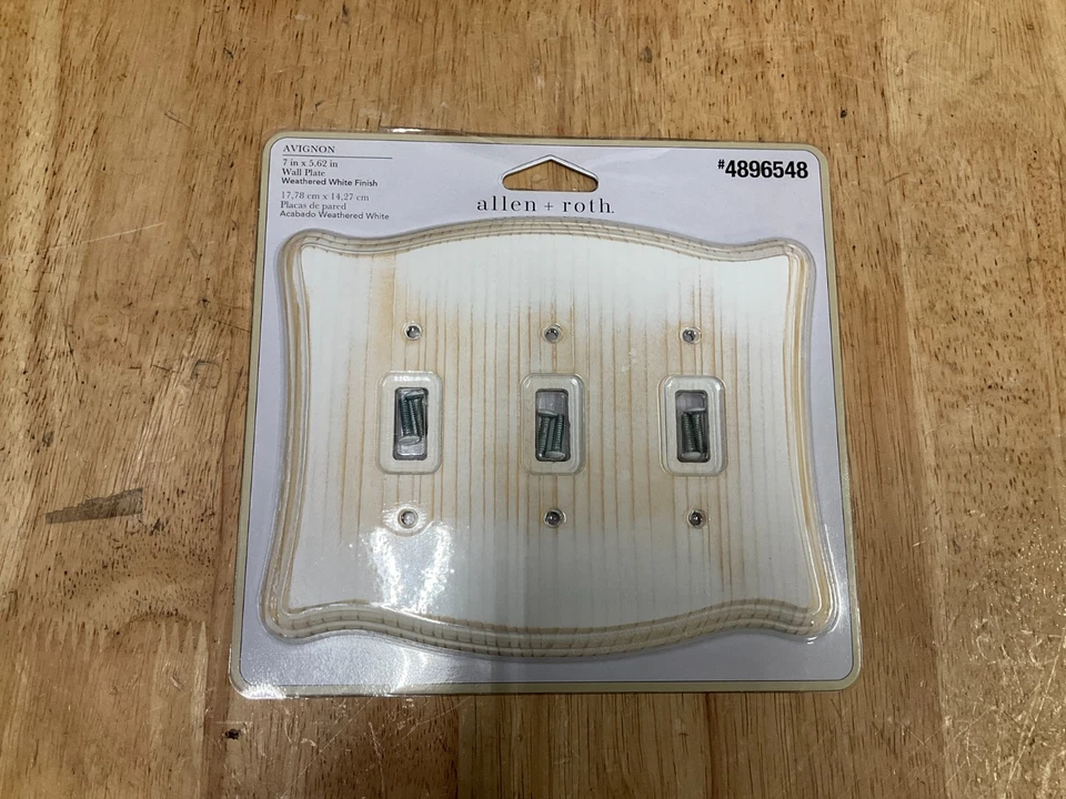 ALLEN + ROTH AVIGNON 7" X 5,62" TRIPLE PLACA DE PARED ACABADO BLANCO DESGASTADO 4896548 Foto 1 de 1