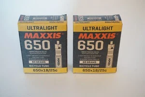 2x Maxxis Ultralight Schlauch für 27,5" FV48 650B x 18- 25C frz.-Ventil 48mm - Bild 1 von 3