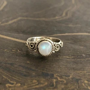 Fire Moonstone 925 Sterling Silver Ring Boho Ring Women's Ring Graduation Gift - Picture 1 of 10
