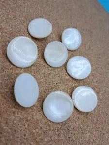 Steel Shank Lot 8 Antique Vintage Carved Pearl Shell Button Buttons MOP oyster - Picture 1 of 4