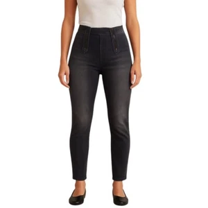 Refuge High Waist Skinny Jeans Zipper Detail Black Wash Size 10 Rare to Find - Picture 1 of 8