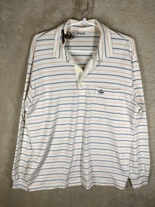 Ping Polo T-Shirts Top Size 100 Asia L Mens White Striped Logo Long SLeeve - Picture 1 of 11