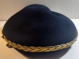 Vintage Adolfo NY Paris schwarz gold geflochten Damenhut Wolle hergestellt in den USA - Bild 1 von 6