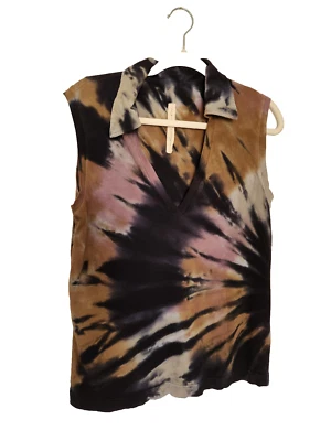 Blusa Top Raquel Allegra Tie Dye Algodón Sin Mangas Cuello Talla 0 Foto 1 de 3