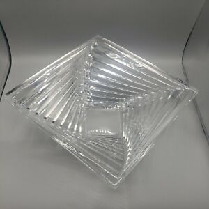 Vtg JG DURAND Cristal d'Arques Square Bowl Geometric Art Deco Clear Lead Crystal