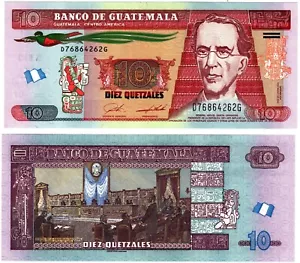 Billete de 10 Quetzales Guatemala P123a 2025 (2022) UNC Obertur - Imagen 1 de 1