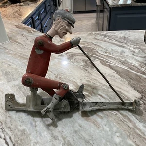 Antique Handmade Cast Metal Folk Art Man Pedaling Steering Whirligig Rare - Picture 1 of 12